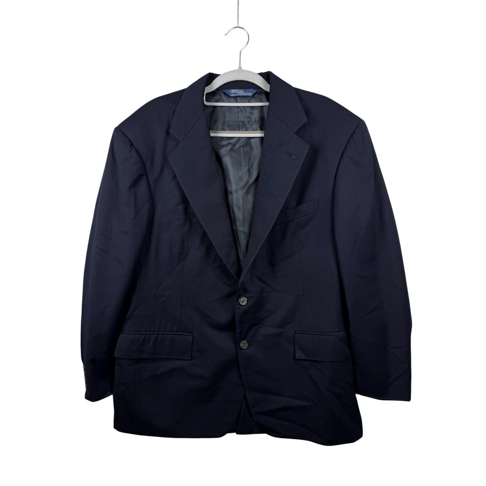 VTG Polo Ralph‎ Lauren Jacket Navy Blue Blazer Men's Sz 40 USA Wool Sport Coat